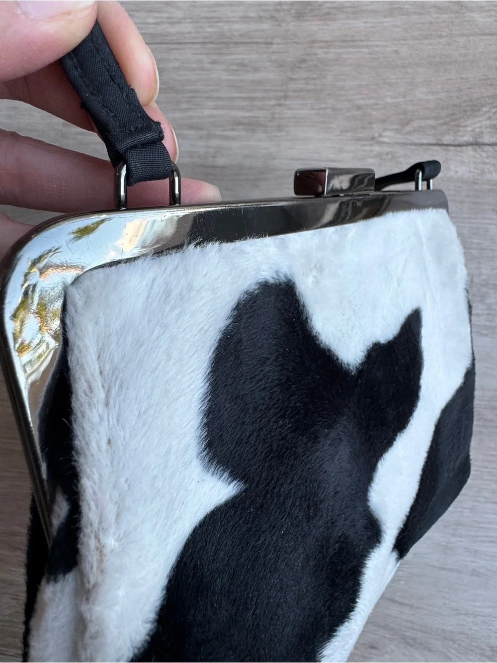 GUESS Y2K Cow Print Faux Fur Top-Handle Bag - Picture 8 of 10